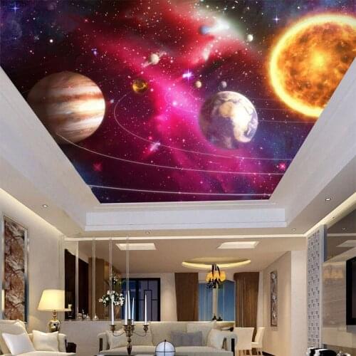 Custom 3D Wallpaper Beautiful Universe Milky Way Solar System Planet Ceiling Mural Living Room Hotel Decoration Painting Fresco