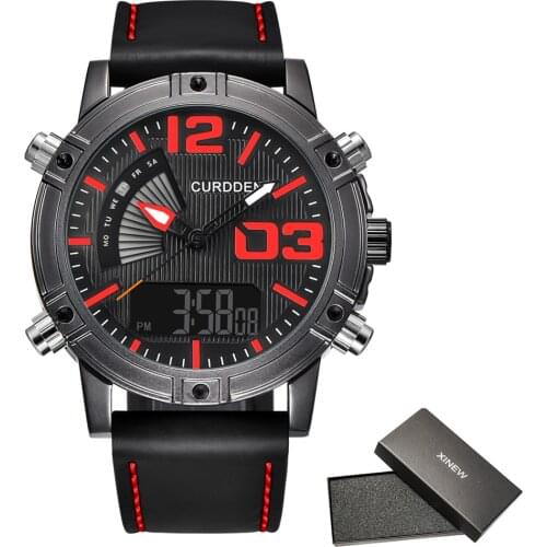 2020 Latest Big Brand Watch Mens Chronograph Business Watches Men Leather Waterproof Dual Time Digital Watch Relogio Masculino