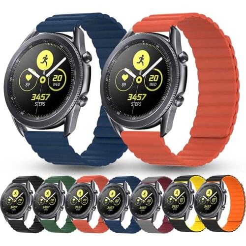 Leather link strap For samsung galaxy watch 42/46mm/active2 Magnetic loop Bracelet huawei watch gt 2-2e-pro 20mm 22mm watchband