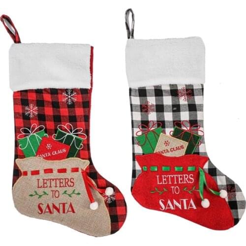 Christmas Stockings, 2 Pcs Xmas Stockings Decorations, Letters to Santa for Xmas Holiday Party Home Decoration Gifts