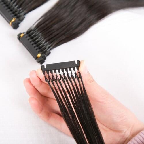 10pcs/lot 40-70cm 100% Human Hair Natural 6D-1 5g/pc Hair Extension Virgin Hair 6d hair extension kit wholesale price
