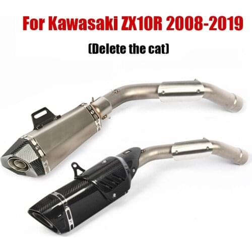 For Kawasaki Ninja ZX10R 2008-2019 Exhaust System Pipe Motorcycle Middle Mid Pipe Connecting Link Tube With 51mm Escape Muffler