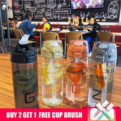 YIHAO 550ml Sports Water Bottle with Straw and Locking Flip Lid Wide Mouth Plastic BPA Free Leak Proof for Cycling Bike Travel