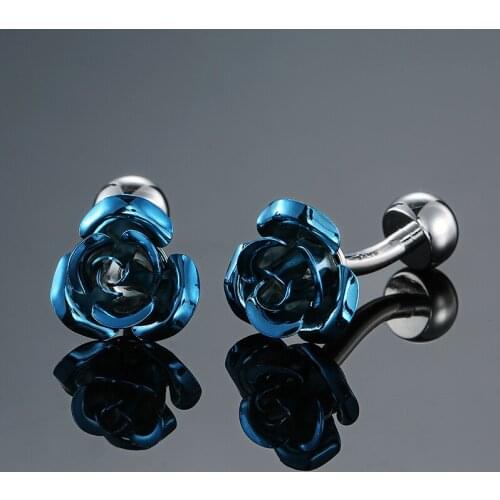 DY The new fashion for young men and women Valentine blue rose Cufflinks fashion Mens French shirt Cufflink free shipping
