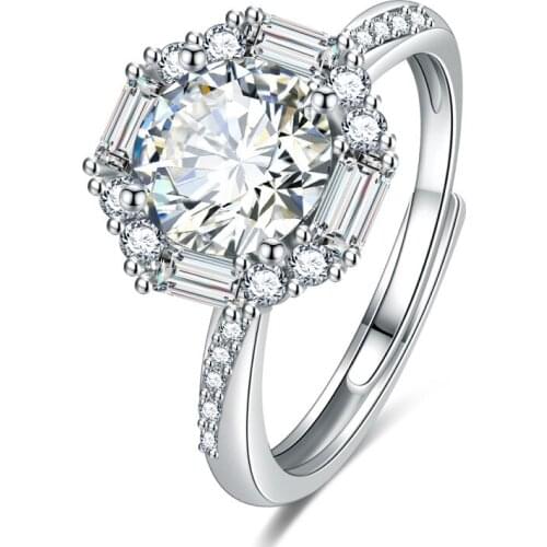 New Women Rings 925 Silver Jewelry with Cubic Zircon Gemstones Open Finger Ring for Wedding Party Gifts Accessories Wholesale