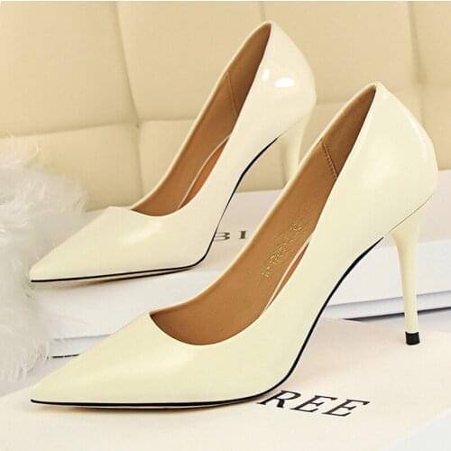Concise Women Pumps Shoes On Heel 9cm Pointed Toe Ladies Pumps Shoes For Women High Heel Shoes For Party Shallow Female Stiletto