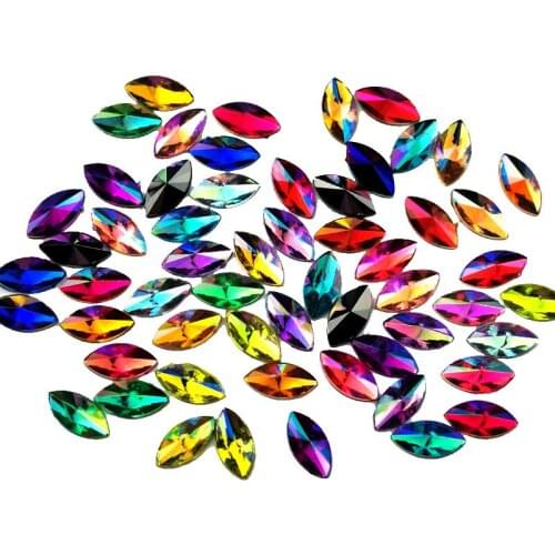 100pcs Acrylic Diamonds 5*10mm Horse Eye Non Hotfix Rhinestones For Phone Case Clothing Decorations Accessories