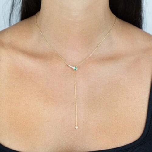 2021 Wholesale Micro Pave Cubic Zircon Thin Link Chain Gold Silver Color Snake Animal Y Shape Drop Charm Necklace For Women