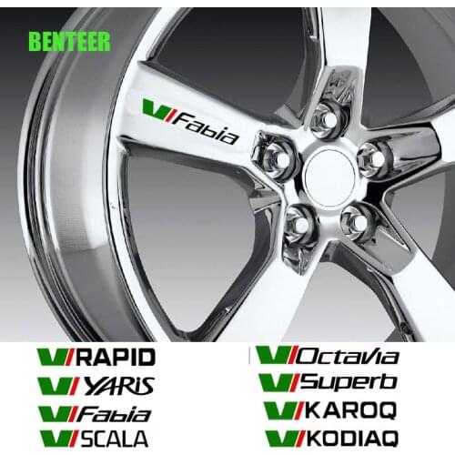 4Pcs Car Wheel Sticker For Skoda Octavia 2 A7 A5 Fabia 3 Rapid Superb 3 Kodiaq Scala Karoq Kamiq
