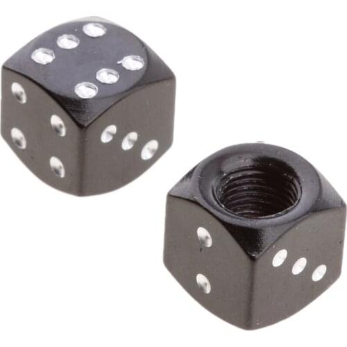 4x Dice Car Truck Motor Bike ATV Tire Air Valve Stem Caps Wheel Rims Black