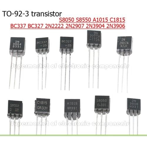 50PCS/LOT TO-92-3 transistor BC337 BC327 2N2222 2N2907 2N3904 2N3906 S8050 S8550 A1015 C1815