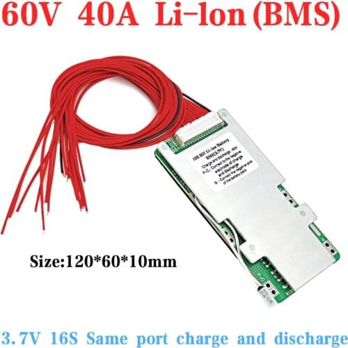60V 16S 40A lithium polymer battery BMS 3.7V same port PCM 60V20Ah30Ah40A 60Ah lithium ion battery pack balance protection board