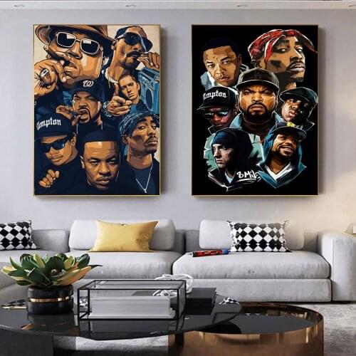 Fashion West Coast Hip Hop Music Star Rappers Posters and Prints Canvas Painting Wall Art 2PAC Pictures for Home Room Decoration