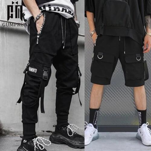 Ribbons Harem Joggers Men Cargo Pants Streetwear 2021 Hip Hop Casual Pockets Track Pants Male Harajuku Fashion Trousers