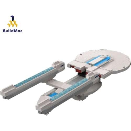 BuildMoc Star Travel Movie Constitution Class U.S.S. Enterprise NCC-1701 Spaceship Model Building Blocks Bricks Model Xmas Toys