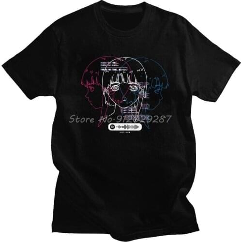 Serial Experiments Lain Iwakura T Shirt Men Short Sleeves Soft Cotton T-shirt Casual Japanese Glitch Aesthetic Manga Anime Tees