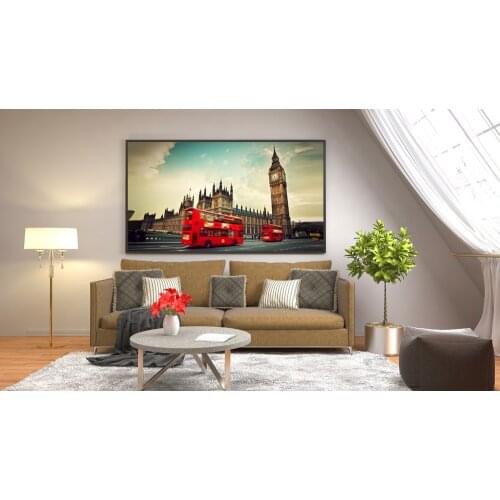 Canvas HD print Wall Art London Street red bus cityscape poster Big Ben painting modern home decor living room pictures no frame