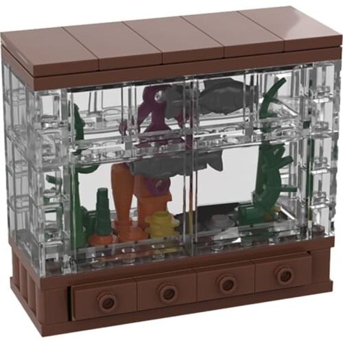 MOC Building Block C7475 Aquarium Clear Fish Tank Fun Model Ocean Fish Water Grass Assembling Toy Kid Birthday Children Gifts