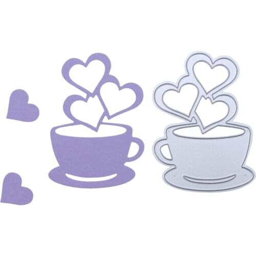 Love Heart Coffee Cup DIY Metal Scrapbook Craft Embroidery Cutting Die Stencils Embossing Stencils Paper Card Maker Template Die