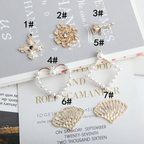 10PCS/Lot Fashion Jewelry Gold Color Tone Flower Geometry Pendant Alloy Charm DIY Accessories Of Necklace Bracelet Headdress
