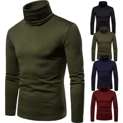 Fashion mens plain cotton casual long-sleeved round neck shirt