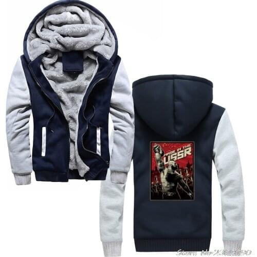 Ussr Russia Cosmos Communism hoodies Cool Men winter Keep Warm Casual Male thicken Sweatshirts