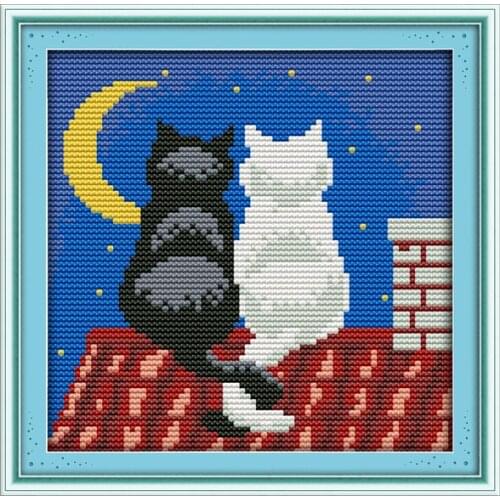 Hot Joy Sunday Cross Stitch Cat Animals Patterns Cross Stitch Kits Printed on Canvas 11CT 14CT Cross Stitch Kits Needle Crafts