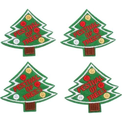10pcs/lot Embroidered Christmas Tree Patch Iron On Sew On Xmas Stickers for Jeans Coats Backpack Bags Shoes Shirts Appliques