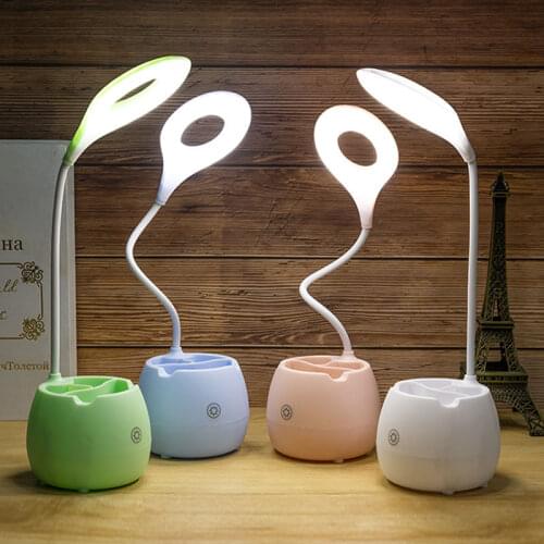 Desk Lamps With Pen Holder Touch LED Table Lamp Eye-protect Study Lamp Foldable Desktop Night Reading Light USB Chargeable