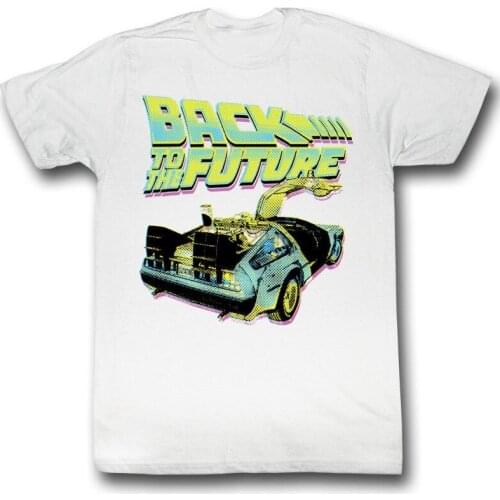 BACK TO THE FUTURE BTF NEON WHITE Mens Adult Short Sleeve T-Shirt