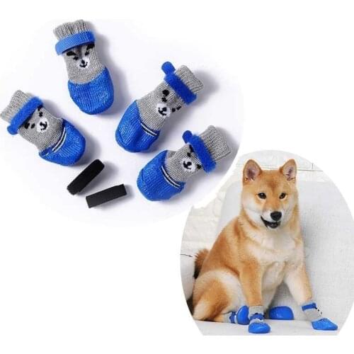 4Pcs/Set Cute Pet Socks For Dogs For Cats Doggy Chihuahua Anti-slip Socks For The Dog Rain Snow Boots Socks Breeds Poodle