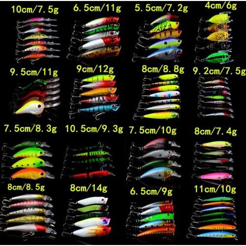 New Arrival 87pcs/lot Set Mixed Minnow/Popper/VIB/Pencil lure Crank bait and Lifelike Cicada Hard baits 16 Fishing Models mix