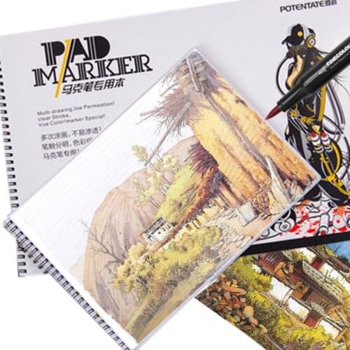 POTENTATE A5/A4/A3 Loose-leaf Marker Pad/Book/Paper No Penetration Paper Hand Painted Sketchbook Drawing Paper Pad Art Supplies
