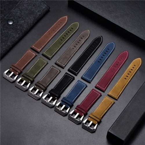 Hot Sale Vintage Strap Matte Leather Watchband Men Women 18mm 20mm 22mm 24mm Straps Famous Military Watch Band Accessories