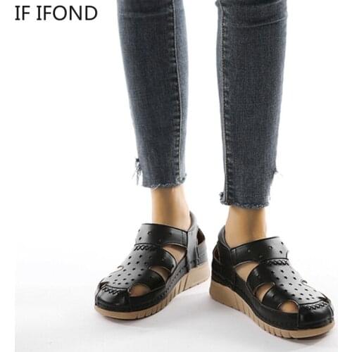 IF IFOND Women Sandals Summer Shoes 2021 Female Vintage Wedge Shoes Woman Outdoor Sports Breathable Sandalias Big Size 42