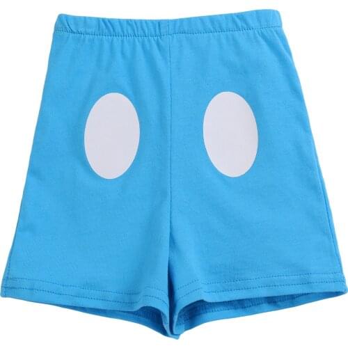 Boys And Girls Shorts PP Pants Blue Four-Corner Print Summer Soft Cotton Daily Wear Playwear Party Wear