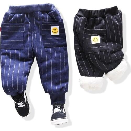 Winter Baby Boys Striped Pants for Kids Clothes Boys Warm Thick Casual Pants Childrens Trousers Loose Pants Bottoms Clothing
