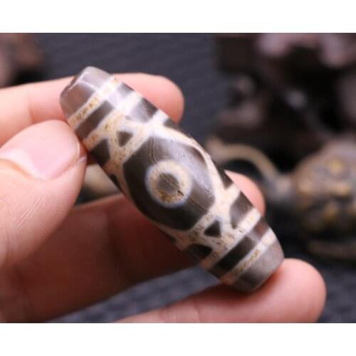 Energy Magic LKbrother Talisman Unique Magic Power Tibetan Old Agate 2 Eye 6 Stripe Love Symbol dZi Bead Totem A