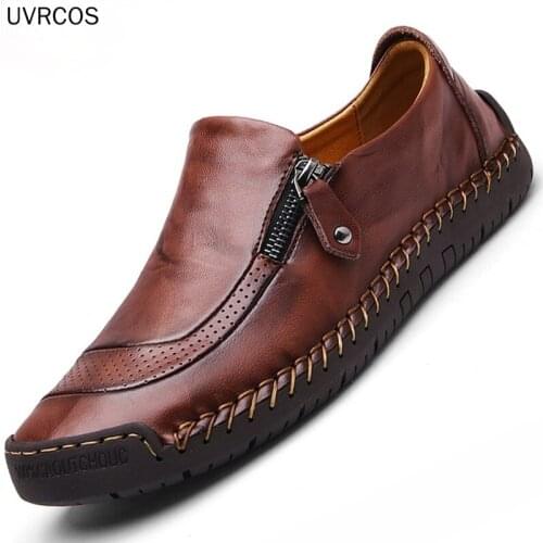 Classic Men Casual Shoes High Quality Leather Men Loafers Flat Spring Autumn Mans Moccasins Shoes Breathable Mens Flats Shoes