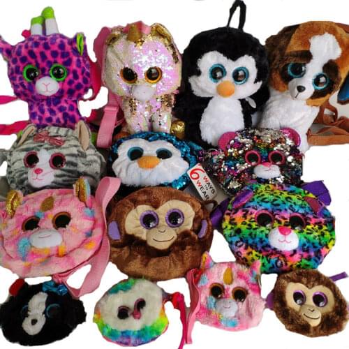 Ty Beanie Big Eyes Sequin Pencil Case Backpack Messenger Bag Waist Bag Leopard Sloth Cat Unicorn Plush Toy Child Birthday Gift
