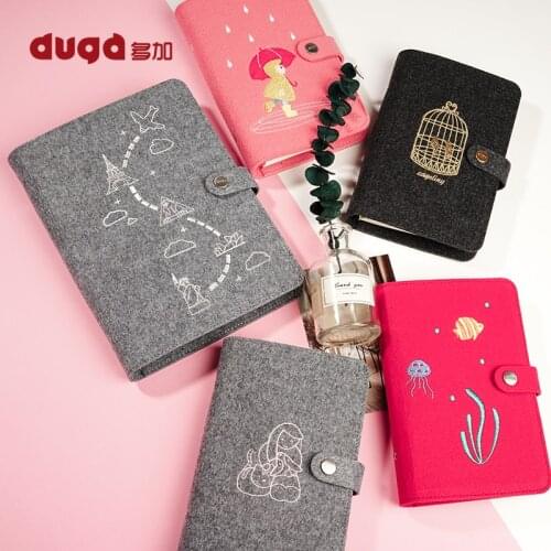 Woolen felt A5 A6 notebook loose-leaf Embroidery Style Diary plan business Note Books Stationery office supplies