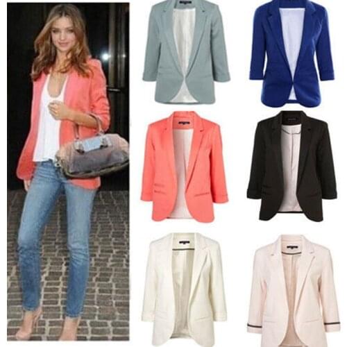 2020 Candy Color Seven-point Sleeves Small Suit Commuter Models Slim Women Blazers