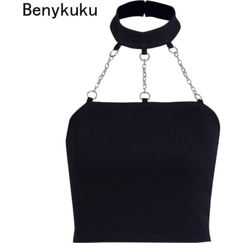 Women Tube Tops Sexy Black Gothic Summer Punk Style Slim Halter Backless Lingerie Crop Top Female Club Party Underwear Wrap Bras