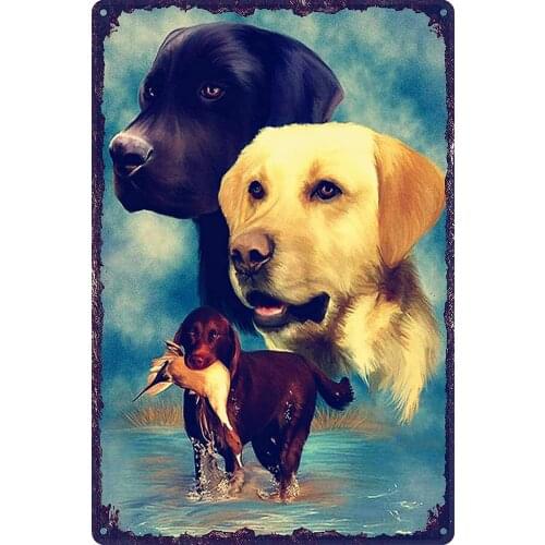 Tin Sign Rustic Tin Metal Sign Hunting Labrador Dog Animal Metal Posters Retro Tin Signs For Home Bar Pub Club Man Cave Wall