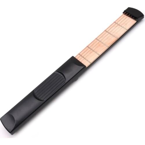 A5KC 1 Set Pocket Acoustic Guitar Practice Tool 6 String Fingerboard 6 Fret Chord Train-er Portable Gadget with 10 Picks