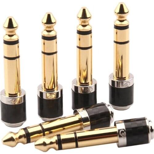 10Pcs New Copper 6.35mm Male to 3.5mm Female Audio Adapter Carbon Fiber Body 6.35 mm Jack Stereo Conver Cable for Microphone