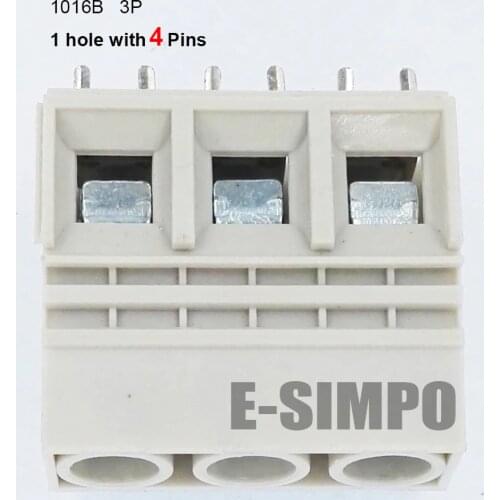 1016B-10.16-3P PCB Screw Terminal Block, Straight 10.16mm, 650V57A 22AWG-8AWG,1pole with 4 Solder pin, high current terminal
