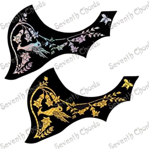 2 Pcs Black Hummingbird Flower Pickguard Pick Guard Anti-scratch Plate for 40 " 41 " Acoustic Guitar - FNXZ-SCS