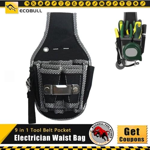 9 in 1 Tool Belt Screwdriver Utility Kit Holder Top Quality 600D Nylon Fabric Tool Bag Electrician Waist Pocket Pouch Bag