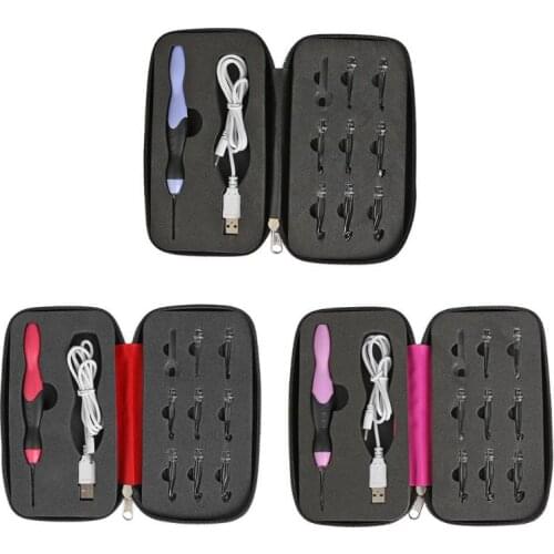 9 in 1 Light Up Crochet Hooks Knitting Needles USB Rechargeable LED Knitting Tools DIY Weaving Sweater Sewing Accessories